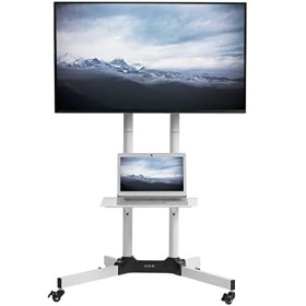 VIVO TV Blanc Mobile Panier pour LCD Conduit écrans Plats à Plasma sont avec Roues adapte 32" à 65" stand-tv03w 