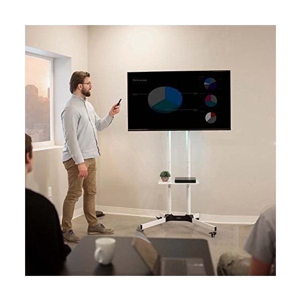 VIVO TV Blanc Mobile Panier pour LCD Conduit écrans Plats à Plasma sont avec Roues adapte 32" à 65" stand-tv03w 