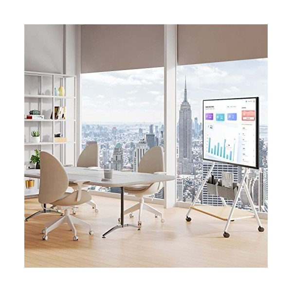 FITUEYES Design Support TV roulettes pour TV 55 60 65 75 78 Pouces Hauteur Réglable 1100-1300mm avec Sac de Rangement pour Ma