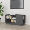 Annlera Meuble TV Gris 80x35x40,5 cm Bois de Pin Massif Classique Banc TV Dessus de Meuble Robuste Placer Stéréo Objets Décor