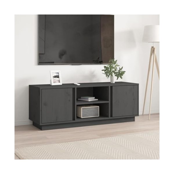 Meuble TV Gris 110x35x40,5 cm Bois de pin massif