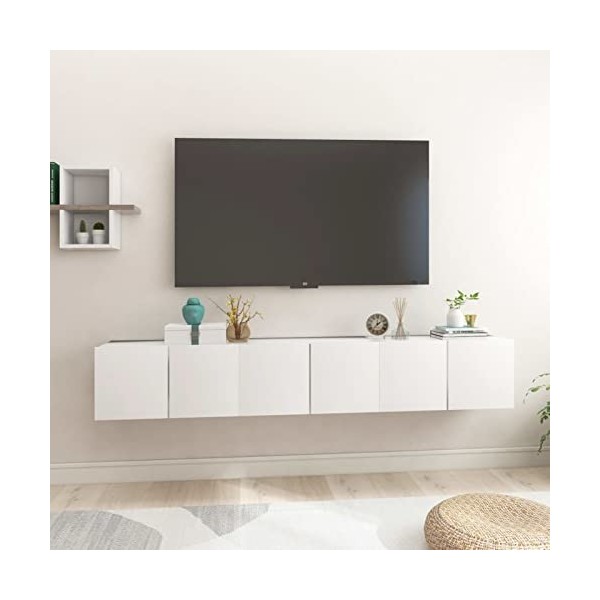 Camerina Meubles TV Suspendus 3 pcs Blanc 60x30x30 cm,Meuble TV,Meuble TV Moderne,Meuble de Salon
