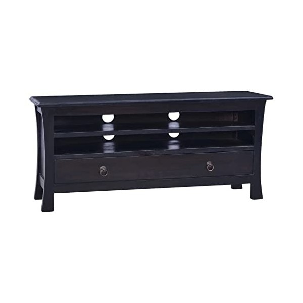 vidaXL Meuble TV Armoire Basse Meuble Divertissement avec 1 Tiroir et 2 Etagères Salon Maison Intérieur Café Noir Clair Bois 
