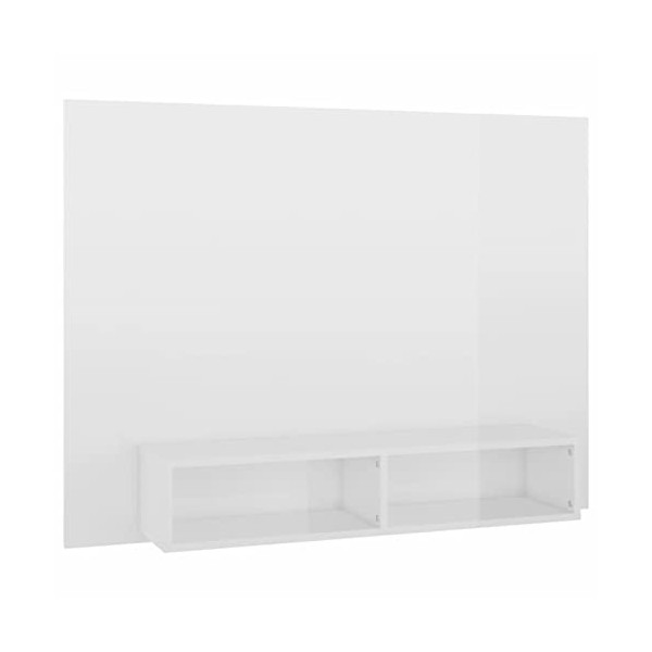Lechnical Meuble TV, meuble de télévision, buffet multimédia, meuble TV salon, meuble TV à mur blanc brillant 120 x 23,5 x 90