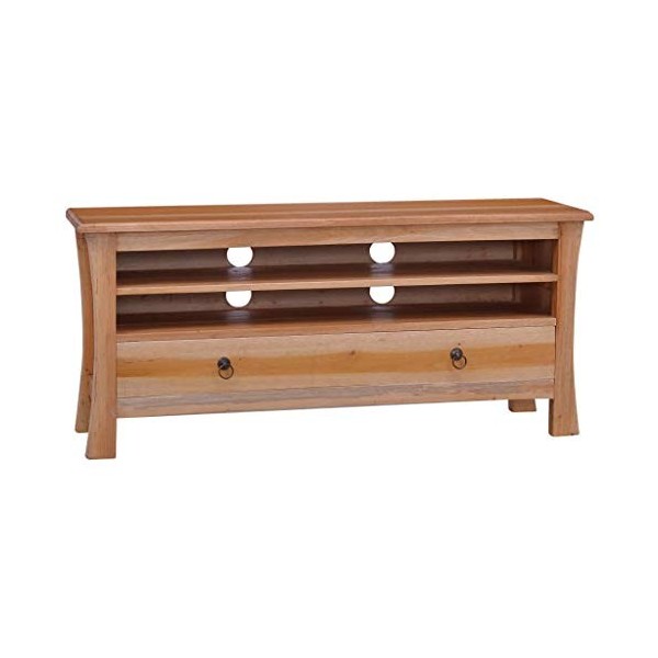 vidaXL Meuble TV Armoire Basse Meuble Divertissement avec 1 Tiroir et 2 Etagères Salon Maison Intérieur Café Noir Clair Bois 