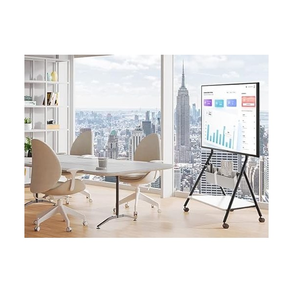 FITUEYES Design Support TV roulettes pour TV 55 60 65 75 78 Pouces Hauteur Réglable 1100-1300mm avec Sac de Rangement pour Ma