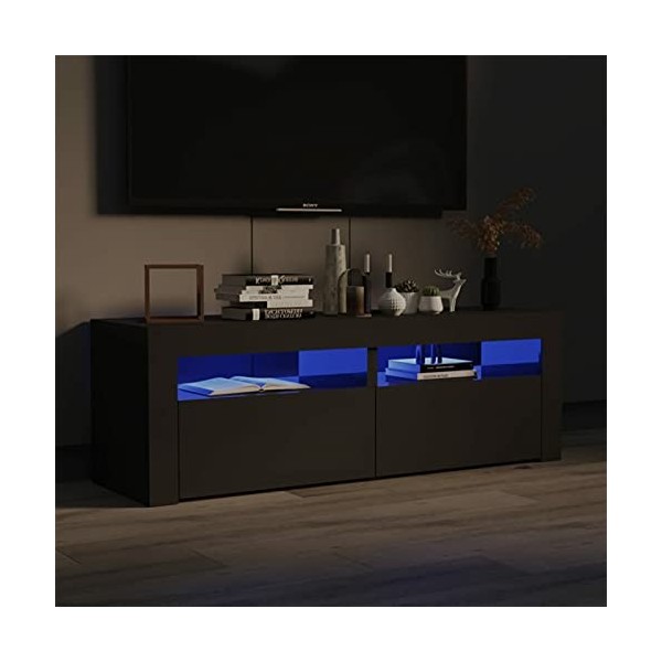 ZEYUAN Meuble TV avec lumières LED Gris Brillant 120x35x40 cm,Table Basse LED Couleurs,Meuble TV,Table Basse Salon Meuble TV