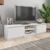 Annlera Meuble TV Blanc Brillant 140x40x35,5 cm Aggloméré Classique Banc TV Décorer Pièce Minimaliste Armoire TV Fonction da