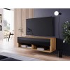 PIASKI Meuble TV 100 cm LOWBOARD A, éclairage LED en option, meuble TV, petit meuble TV, différentes couleurs Wotan/noir bri