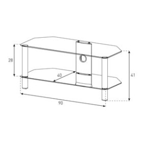 RO&CO - Meuble TV avec roulettes. 90 cm de large et 2 étagères. Verre Transparent/Châssis Couleur Gris. Réf. M-902 TG