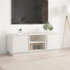 Meuble TV Blanc 110x35x40,5 cm Bois de pin massif