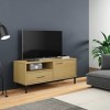 FIRBNUS Meuble TV avec Pieds en Métal Marron Bois de Pin Massif Oslo 106x40x46,5 cm Unité TV Tendance Fonction daffichage po