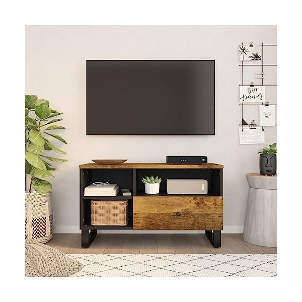 VEEKI Meuble TV, Meuble TV Suspendu, Meuble TV Industriel, Meuble TV Bois, Meuble Chambre, Convient pour Salon ou Chambre, 80