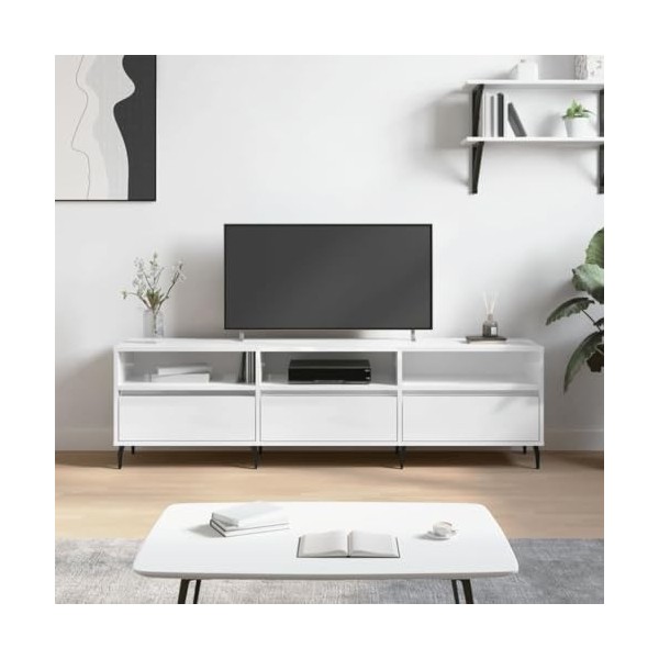 VEEKI Meuble TV, Meuble TV Suspendu, Meuble TV Industriel, Meuble TV Bois, Meuble Chambre, Convient pour Salon ou Chambre, Bl