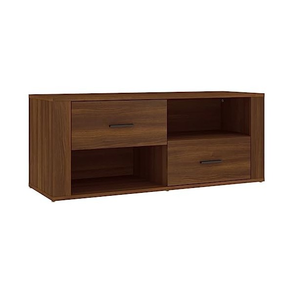 Hovothy Meuble TV Design Classique Chêne Marron 100x35x40 cm Bois dingénierie Résistance à lhumidité Armoire Stéréo Grand E