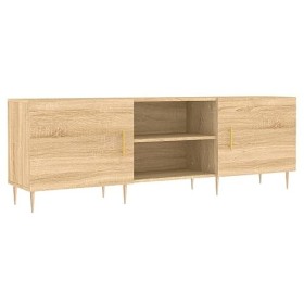 Hovothy Meuble TV Chêne Sonoma 150x30x50 cm Bois dingénierie Unité Télévision avec Surface Lisse Tendance Meuble de Salon Sp