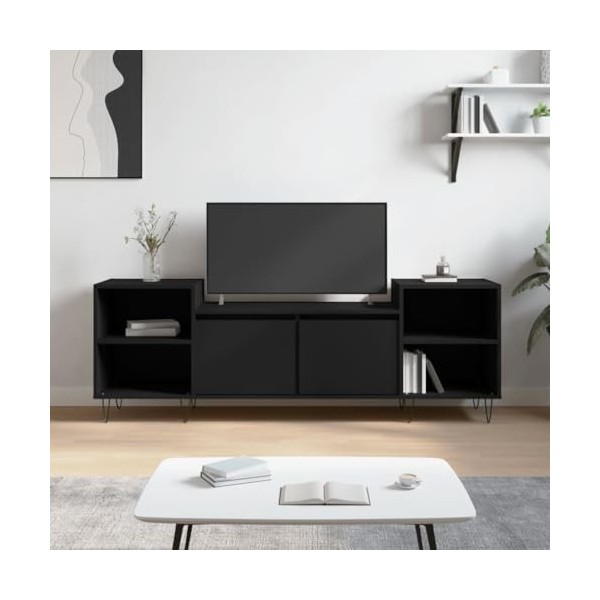 Camerina Meuble TV Noir 160x35x55 cm Bois dingénierie,Meuble TV,Table TV,Ensemble Meuble TV