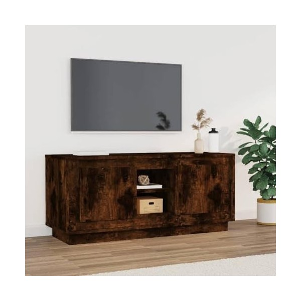 Metrile Meuble TV pour TV, meuble TV, meuble TV, étagère en bois 102 x 35 x 45 cm, chêne fumé