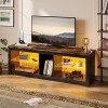 Bestier Meuble TV 140 cm Meuble TV Moderne avec Étagère en Verre Éclairage LED RVB pour Téléviseurs 65" Unité de Divertisseme