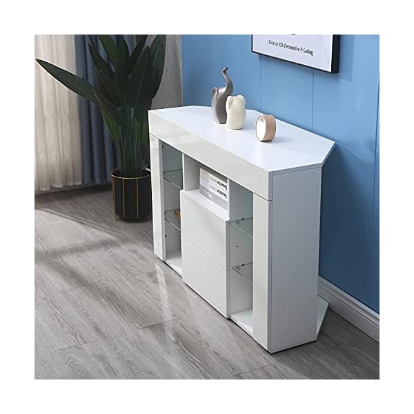 Dripex Meuble TV dangle avec Lumières LED Brillant Convient pour Salon ou Chambre 100x68x40 cm, Blanc