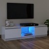 WIFESE Meuble TV avec Lumières LED Blanc Brillant 120x30x35,5 cm Armoire TV Meuble HiFi Meuble Salon Chambre Table de Télévis