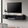 FITUEYES Meuble TV Suspendu Design pour Écran Plat, Moderne Noir Meuble TV Mural avec 2 Portes et 1 Étagère, Parfait pour Sou