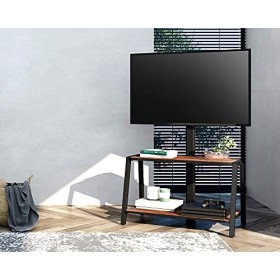 FITUEYES Meuble TV Industriel avec Support TV 2 Etagères pour Ecran de 23 à 55 Pouces Hauteur Réglable sur 6 Niveaux VESA Max