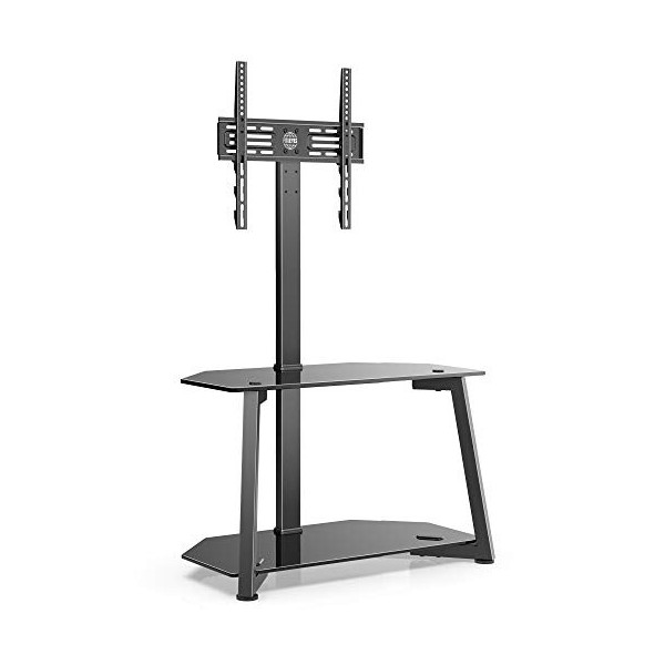 FITUEYES Support TV universel à 2 niveaux pour téléviseurs de 23 à 55 pouces, support de sol dangle avec rangement, hauteur 