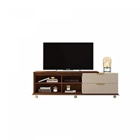 Caemmum Meuble TV 180 cm TV 65 Pouces Wengé Ecru 5 Niches