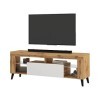 Selsey HugoB - Meuble TV - 140 cm, Chêne Lancaster / Blanc Brillant - Style Moderne