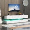 fortuna Lai Meuble TV bas moderne - Support TV mural avec 2 armoires et 4 grands tiroirs - Éclairage LED 16 couleurs - Pour t