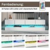 fortuna Lai Meuble TV bas moderne - Support TV mural avec 2 armoires et 4 grands tiroirs - Éclairage LED 16 couleurs - Pour t