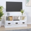 FIRBNUS Meuble TV Blanc Brillant 100x35x50 cm Bois dingénierie Armoire TV Salon Construction Robuste Meuble HiFi Tendance Dé