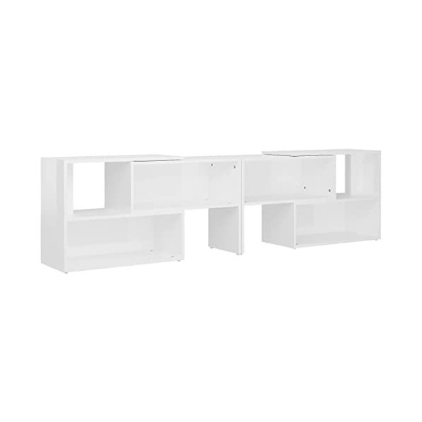 WIFESE Meuble TV Blanc Brillant 149x30x52 cm Aggloméré Meuble Television Style Industriel Table TV Support de TV Décoration S