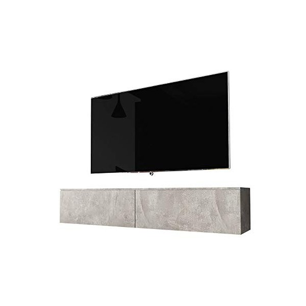 Selsey Kane - Meuble TV à Suspendre/Banc TV 140 cm, béton, sans LED 