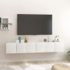 Keyur Meuble TV Suspendu, Meuble TV Mural Design Étagère Murale pour Télévision Meubles TV Suspendus 3 pcs Blanc Brillant 60x