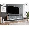 Furnix - Alyx - Meuble TV bas - 140 x 34 x 32&nbsp;cm l x H x P - Avec éclairage LED - 2 compartiments avec porte «&nbsp;Push-Click&nbsp;»