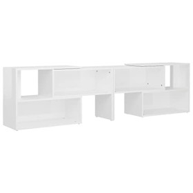 Meuble TV | Style Elégance | Rangement matériel télé Audio Video Gaming | 149x30x52cm Blanc Brillant