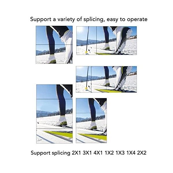 Mur Vidéo Contrôleur, 2X1 3X1 4X1 1X2 1X3 1X4 2X2 Contrôleur Mural TV pour Téléviseurs Épissage Affichage, Plug and Play, ave