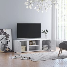 Meuble TV avec 2 Portes | Style Scandinave | Rangement matériel télé Audio Video Gaming | 120x34x37cm Blanc Brillant