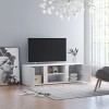Meuble TV avec 2 Portes | Style Scandinave | Rangement matériel télé Audio Video Gaming | 120x34x37cm Blanc Brillant
