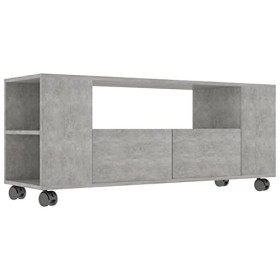 Meuble TV avec 2 tiroirs | Style Scandinave | Rangement matériel télé Audio Video Gaming | 120x35x43cm Gris béton