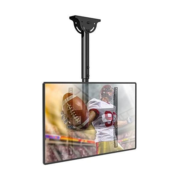 WALI Support de plafond réglable pour TV LED, LCD, OLED 4K de 26 à 65", jusquà 45 kg, VESA 400 x 400 mm CM2665-P Noir