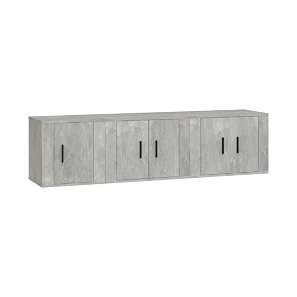vidaXL Ensemble de Meubles TV 3 pcs Gris béton Bois dingénierie