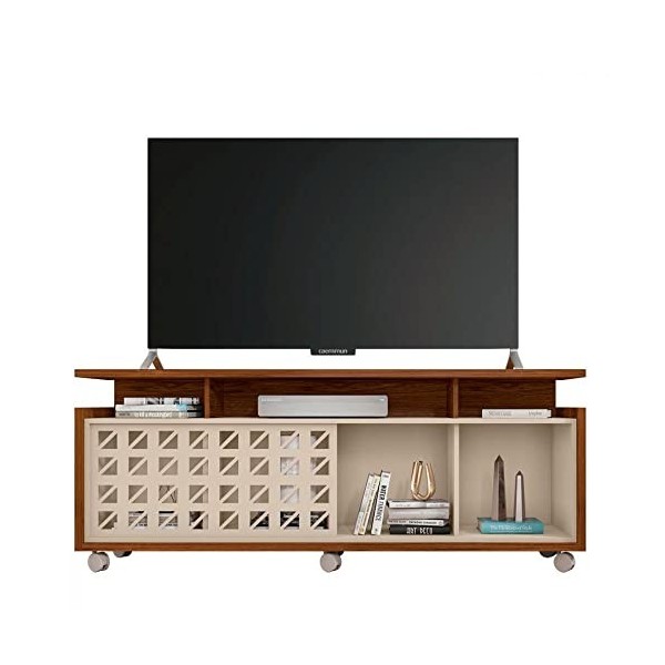 Caemmum Meuble TV 65 Pouces Maxi Wengé et Ecru