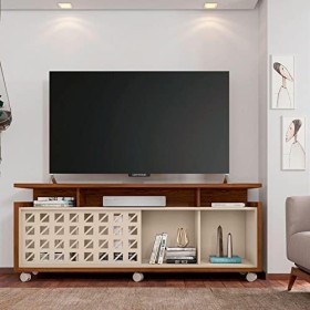 Caemmum Meuble TV 65 Pouces Maxi Wengé et Ecru