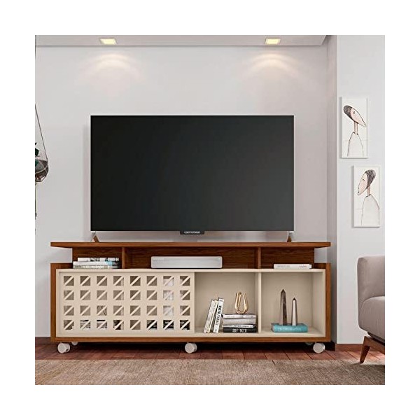 Caemmum Meuble TV 65 Pouces Maxi Wengé et Ecru