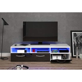 Berlioz Creations Kosmo 3 Meuble TV avec LED Panneaux de Particules Noir 145 x 40 x 36 cm, Fabrication 100% Française