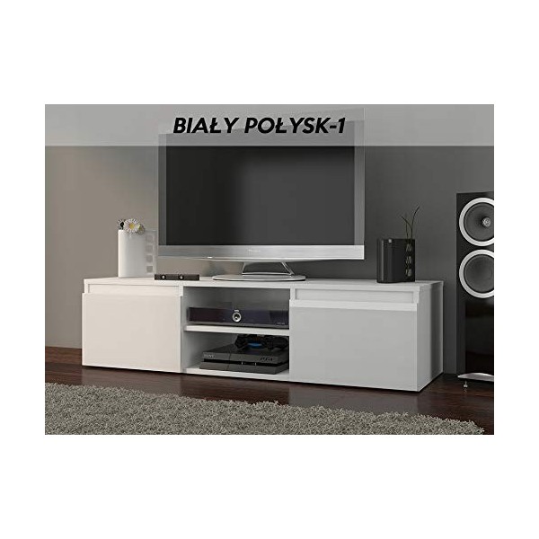 Hucoco GOREME W1 | Meuble Bas TV Contemporain Salon/séjour 120x40x36 | 2 niches 2 Portes | Rangement Moderne matériel Audio/V