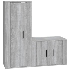 Ensemble de Meubles TV 2 pcs Sonoma Gris Bois dingénierie - Meuble TV, Armoire Basse Centre, Support Télé pour Salon Chambre